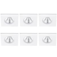 LED Inbouwspot 6-Pack - 5W - IP65 Waterdicht - Dimbaar - 3000K Warm Wit - Mat Wit - Vierkant Aluminium