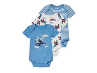 lupilu 3 baby rompers (lichtblauw/wit/blauw, 50/56)