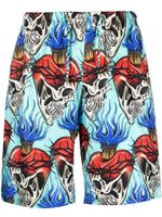 Philipp Plein short Love Tattoo en soie - Bleu