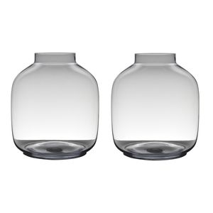 Set van 2x stuks transparante luxe grote vaas/vazen van glas 43 x 38 cm