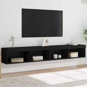 Tv-meubels met LED-verlichting 2 st 100x30x30 cm zwart