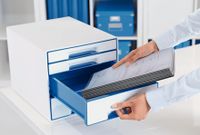 Leitz WOW Cube tijdschriftenhouder Polystyrol Blauw, Wit - thumbnail