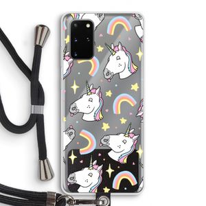 Rainbow Unicorn: Samsung Galaxy S20 Plus Transparant Hoesje met koord