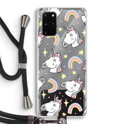 Rainbow Unicorn: Samsung Galaxy S20 Plus Transparant Hoesje met koord