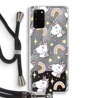 Rainbow Unicorn: Samsung Galaxy S20 Plus Transparant Hoesje met koord