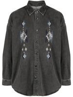 FIVE CM chemise en jean à broderies - Gris