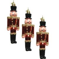 4x Kerstboomhangers notenkrakers poppetjes/soldaten rood 9 cm - thumbnail