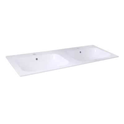Wastafel Best Design Bora 120x47,5x1,2 cm Polybeton Hoogglans Wit (2 kraangaten)
