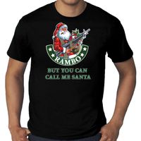 Grote maten fout Kerstshirt / outfit Rambo but you can call me Santa zwart voor heren
