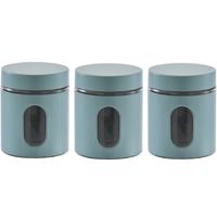 Zeller keuken Voorraadpot - 4x - met venster - eucalyptus groen - 600 ml - D10 x H12,5 cm