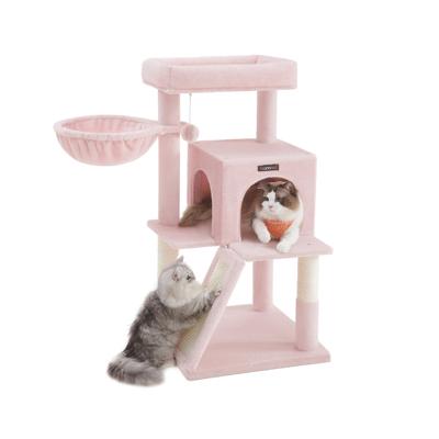 Kattenboom met groot platform, Pastelroze