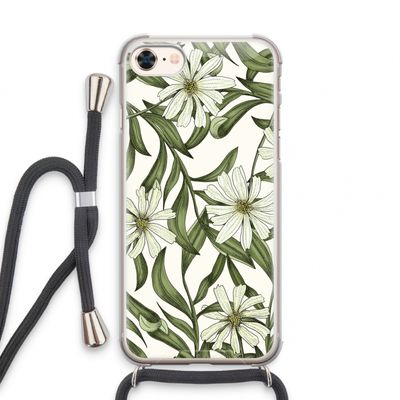 Wit bloemenpatroon: iPhone 8 Transparant Hoesje met koord
