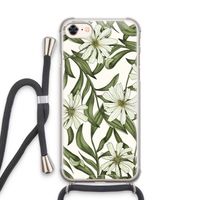 Wit bloemenpatroon: iPhone 8 Transparant Hoesje met koord