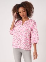 Katoenen blouse met pofmouwtjes en bloemenprint