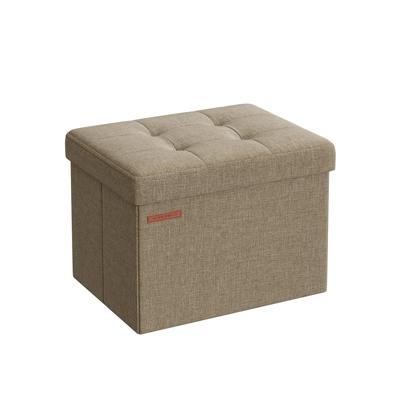 Bankje van imitatielinnen met opbergruimte, Licht taupe / 31 x 41 x 31 cm Bankje van imitatielinnen met opbergruimte, Licht taupe / 31 x 41 x 31 cm