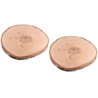 Decoratie boomschijf met schors - 2x - berkenhout - D30 cm - rond - Knutselen/hobby - Kaarsenplateau