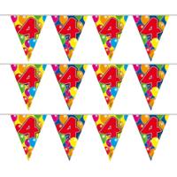 Leeftijd vlaggenlijn - 3x - 4 jaar - 10 meter - verjaardag versiering - vlaggetjes - thumbnail