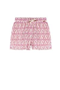 NoNo zomer short meisjes - fresia paars - AOP bloemen, plisse, jersey - Sunny