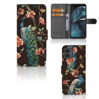 Motorola Moto G14 | Telefoonhoesje | Met pasjeshouder | Pauw met Bloemen
