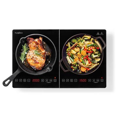 Nedis Inductiekookplaat | Kookzones: 2 | 3500 W | Oververhittingsbeveiliging | Zwart | Tijdschakelaar | Turbo-actie | Kinderslot - KAIP124CBK2