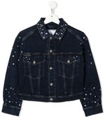 Philipp Plein Junior veste en jean à ornements en cristal - Bleu - thumbnail