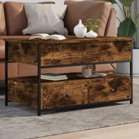 Salontafel 85x50x50 cm bewerkt hout en metaal gerookt eiken - thumbnail