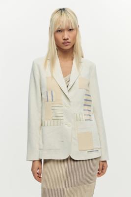Witte patchwork blazer - WHITE - M Witte patchwork blazer - WHITE - M