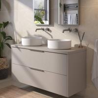 Saqu Lima badmeubel incl. afdekblad 120x51x62cm mat greige - rvs greep