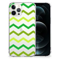 iPhone 12 Pro Max Doorzichtige Silicone Hoesje Zigzag Groen - thumbnail