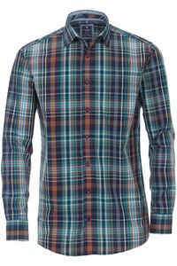 Redmond Casual Regular Fit Overhemd oranje/turquoise, Ruit