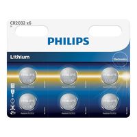 Philips CR2032 3v lithium knoopcel batterij (6 stuks) - thumbnail
