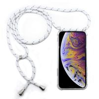 Vierhoek anti-val transparante TPU mobiele telefoon geval met Lanyard voor iPhone XS Max (wit grijs)