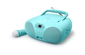 Muse MD-203KB draagbare radio/CD-speler met microfoon - blauw