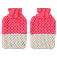 2x kruiken met gebreide hoes roze/beige 2 liter