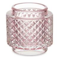 Kaarshouder 9 x 8,8 x 9 cm Roze Glas Kaarshouder 9 x 8,8 x 9 cm Roze Glas