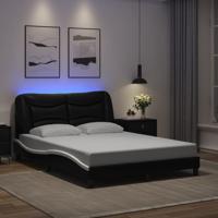 Bedframe met LED-verlichting kunstleer zwart en wit 140x200 cm