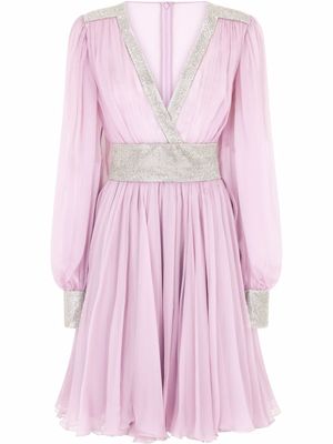 Dolce & Gabbana robe courte en chiffon à col v - Violet