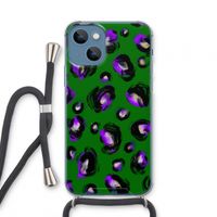 Green Cheetah: iPhone 13 mini Transparant Hoesje met koord Green Cheetah: iPhone 13 mini Transparant Hoesje met koord