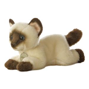 Pluche knuffel dier siamese kat/poes - beige - 20 cm - Knuffeldieren katten - speelgoed