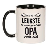 Leukste en meest geweldige opa cadeau koffiemok / theebeker wit met zwart 300 ml