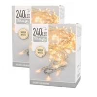 Kerstverlichting - 2x - LED lichtsnoer - transparant - 240 lampjes - warm wit - voor binnen en buite
