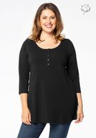 Tuniek flare fit knopen ORGANIC COTTON 58/60 black - thumbnail
