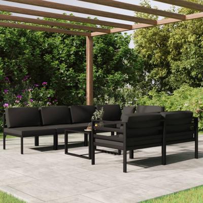8-delige Loungeset met kussens aluminium antracietkleurig