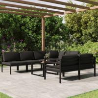 8-delige Loungeset met kussens aluminium antracietkleurig