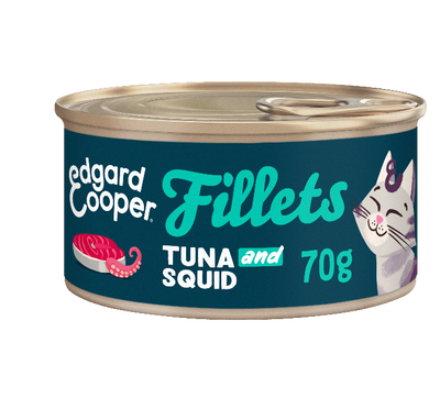 Edgard & Cooper graanvrij tonijn- en inktvisfilets kat natvoer blikje 70gr