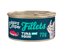 Edgard & Cooper graanvrij tonijn- en inktvisfilets kat natvoer blikje 70gr