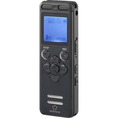 Renkforce RF-DVR-E36 Digitaal dicteerapparaat Opnameduur (max.) 25 h Zwart Ruisonderdrukking