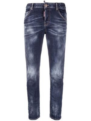DSQUARED2 jean skinny à effets délavés - Bleu