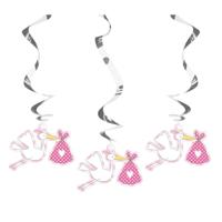 Folat geboorte meisje versieringen - 3x stuks - 60 cm - hangdecoraties - feestartikelen Folat geboorte meisje versieringen - 3x stuks - 60 cm - hangdecoraties - feestartikelen