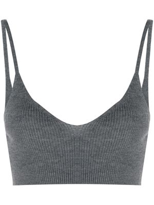Cashmere In Love haut crop nervuré - Gris